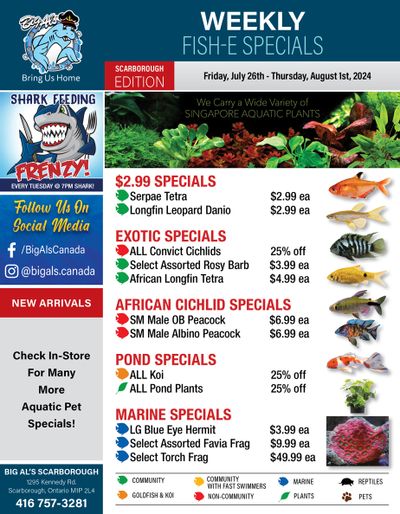 Big Al's (Scarborough) Weekly Specials July 26 to August 1