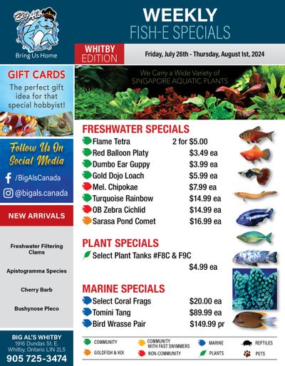 Big Al's (Whitby) Weekly Specials July 26 to August 1