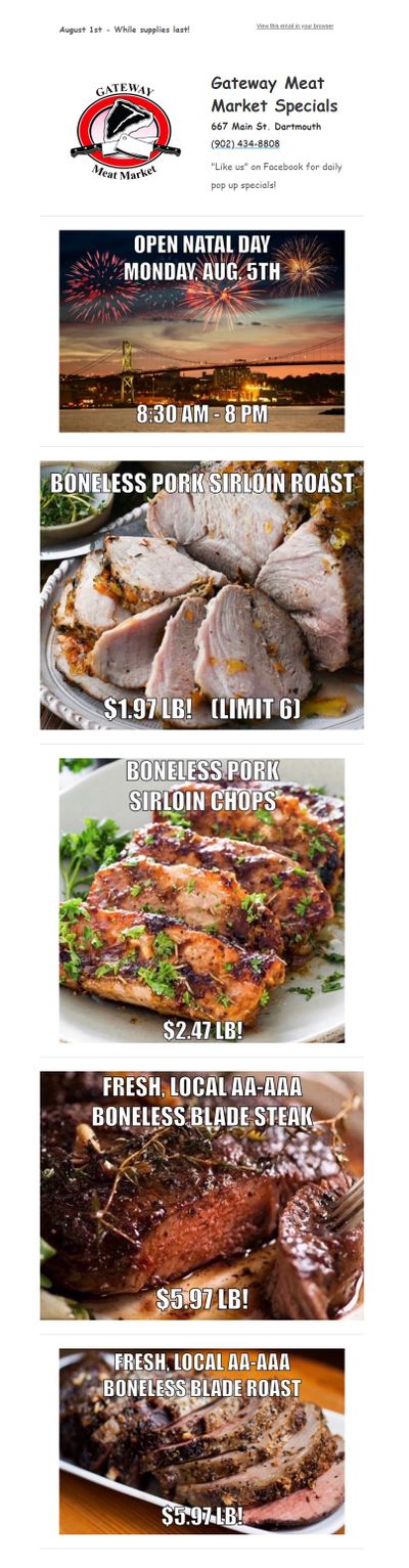 Gateway Meat Market Flyer August 1 to 7
