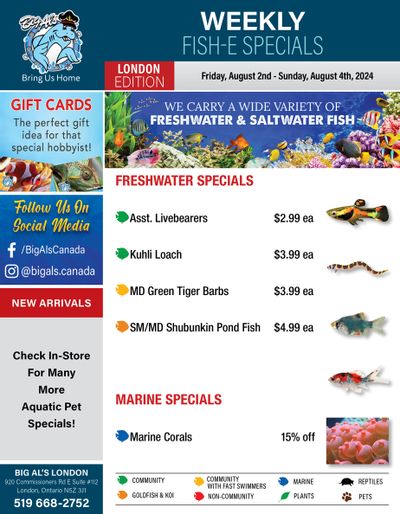 Big Al's (London) Weekend Specials August 2 to 4