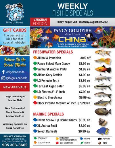 Big Al's (Vaughan) Weekly Specials August 2 to 8