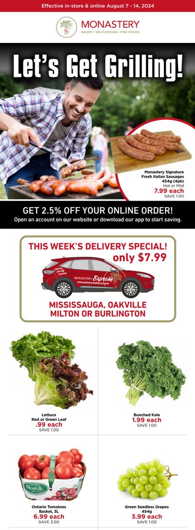 Monastery Bakery Flyer August 7 to 14