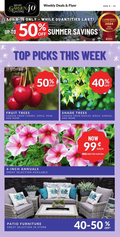 Lakeside Garden Gallery Flyer August 9 to 15 Lakeside Garden Gallery Flyer August 9 to 15