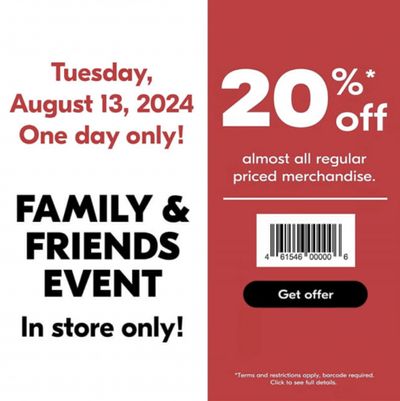 Shoppers Drug Mart Canada Friends & Family Event: Save 20% on Regular Priced Merchandise August 13th Only