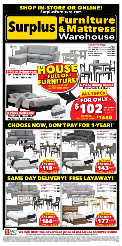 Surplus Furniture & Mattress Warehouse (S Ontario) Flyer August 12 to 25
