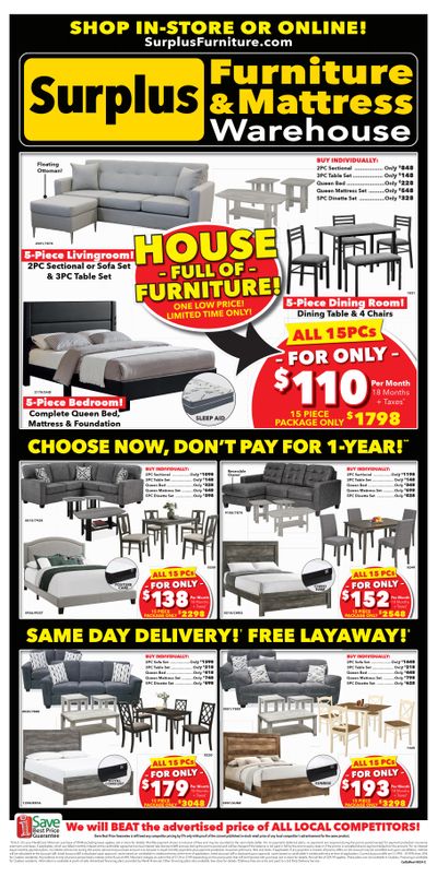 Surplus Furniture & Mattress Warehouse (Calgary, Edmonton, Red Deer) Flyer August 12 to 25
