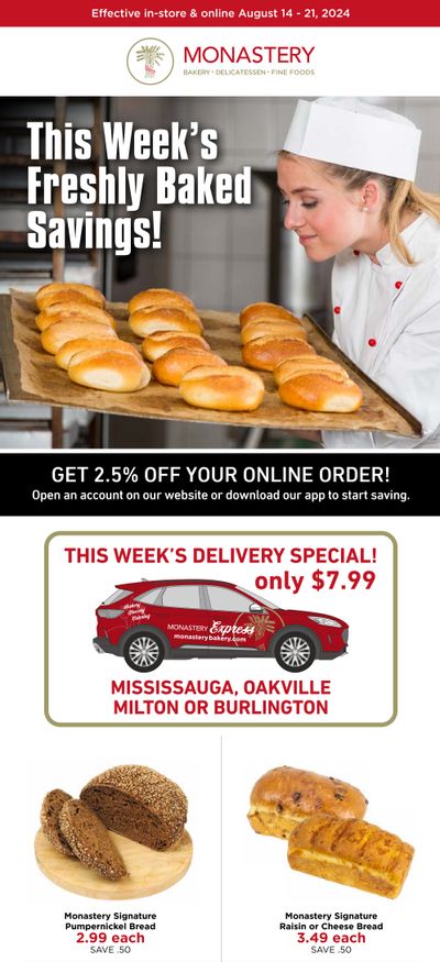 Monastery Bakery Flyer August 14 to 21