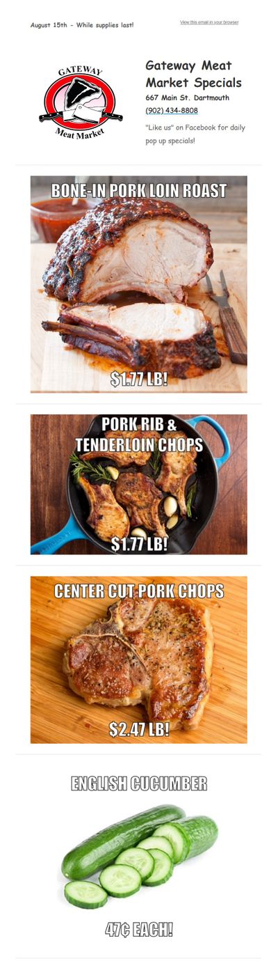 Gateway Meat Market Flyer August 15 to 21