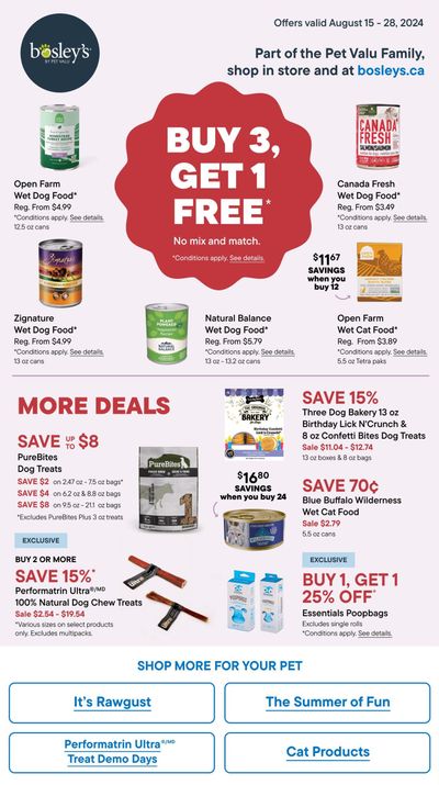 Bosley's by PetValu Flyer August 15 to 28