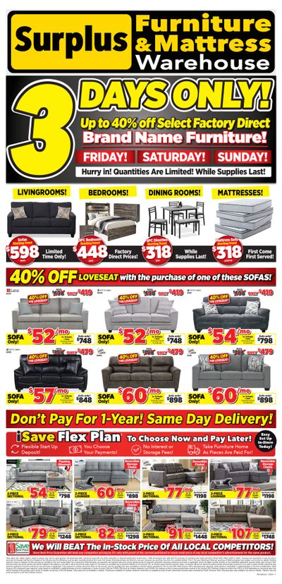 Surplus Furniture & Mattress Warehouse (Winnipeg) Flyer August 26 to September 1