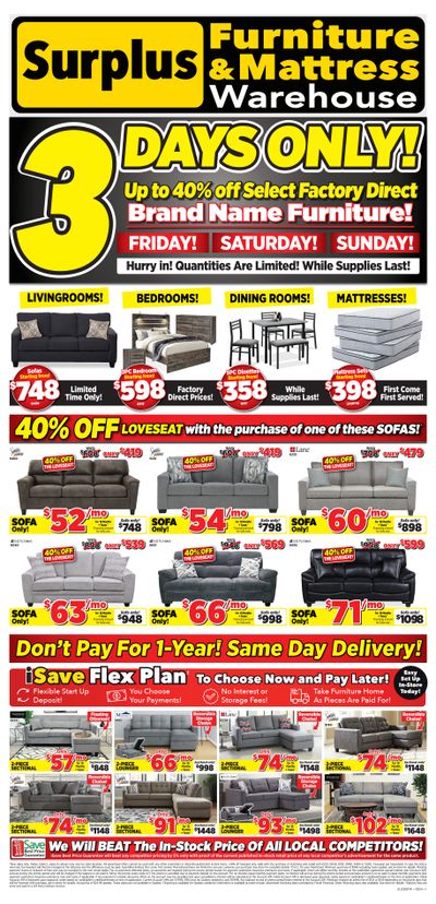 Surplus Furniture & Mattress Warehouse (Grand Falls Windsor) Flyer August 26 to September 1