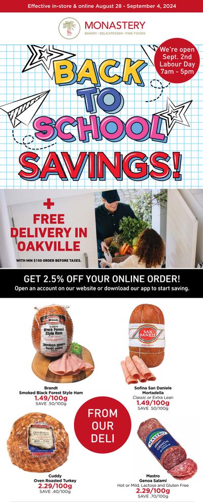 Monastery Bakery Flyer August 28 to September 4