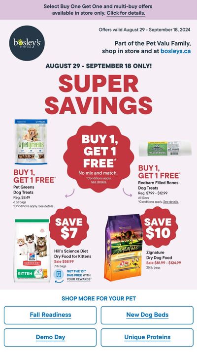 Bosley's by PetValu Flyer August 29 to September 18