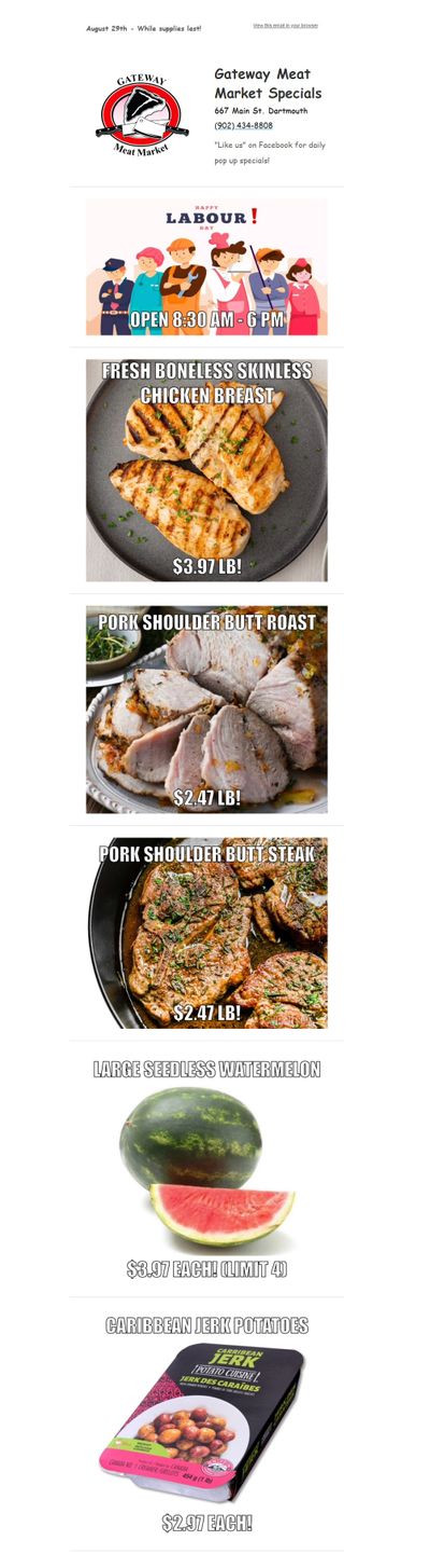 Gateway Meat Market Flyer August 29 to September 4