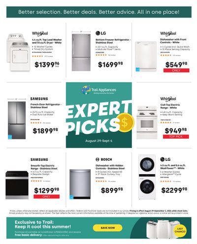 Trail Appliances (BC) Flyer August 29 to September 4