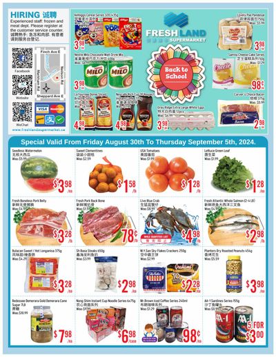 FreshLand Supermarket Flyer August 30 to September 5