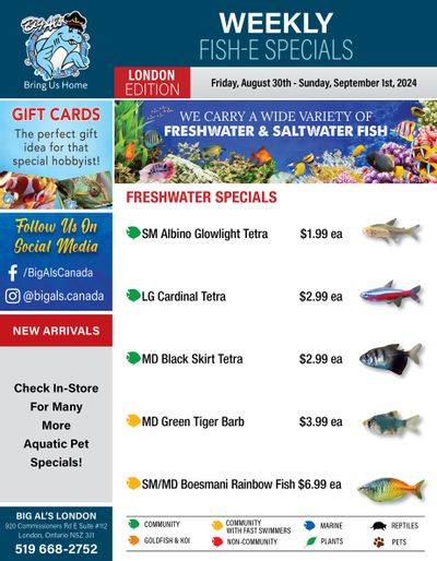 Big Al's (London) Weekend Specials August 30 to September 1