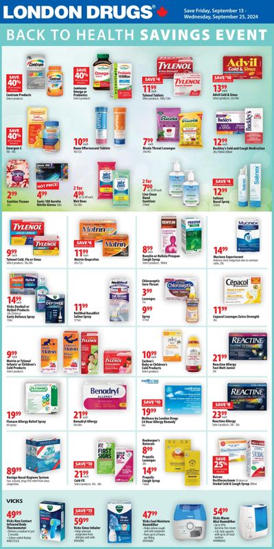 London Drugs Back To Health Savings Event Flyer September 13 to 25