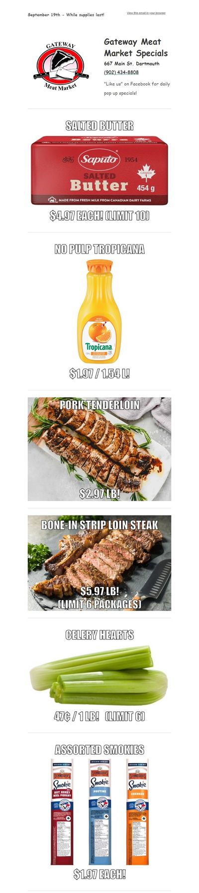 Gateway Meat Market Flyer September 19 to 25