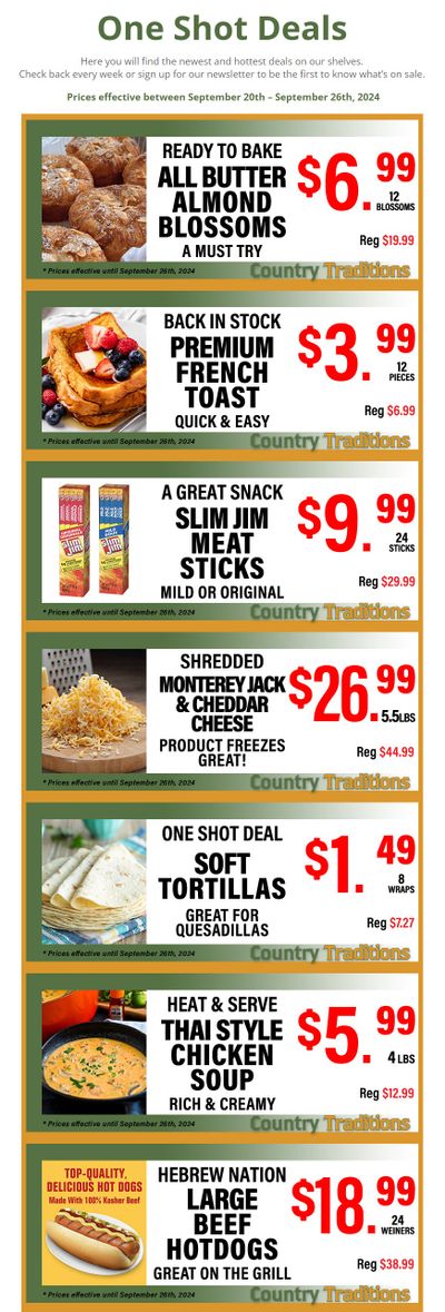 Country Traditions One-Shot Deals Flyer September 20 to 26