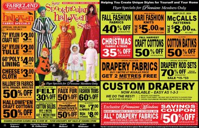 Fabricland (Oshawa, Whitby, Kitchener, St. Catharines, Welland) Flyer September 23 to October 13