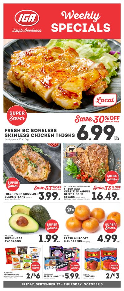 IGA Stores of BC Flyer September 27 to October 3
