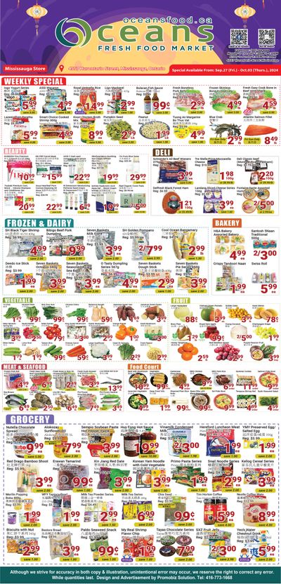 Oceans Fresh Food Market (Mississauga) Flyer September 27 to October 3
