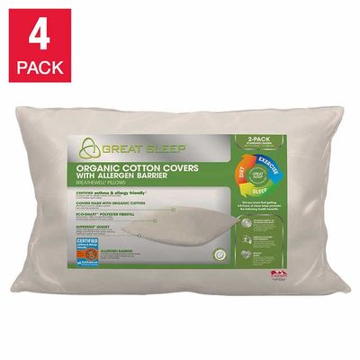 Great Sleep Organic Shell Pillow, 4-pack On Sale for $ 47.99 at Costco Canada