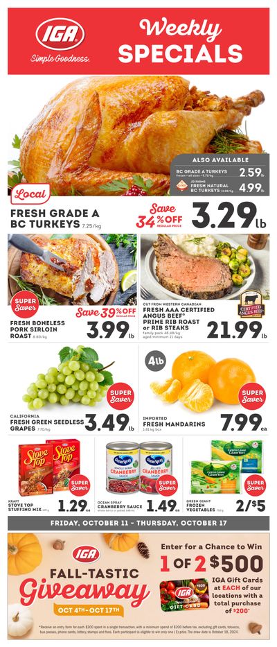 IGA Stores of BC Flyer October 11 to 17