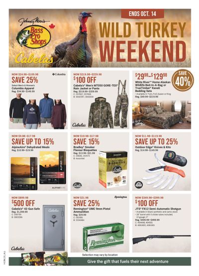 Bass Pro Shops Wild Turkey Weekend Flyer October 11 to 14
