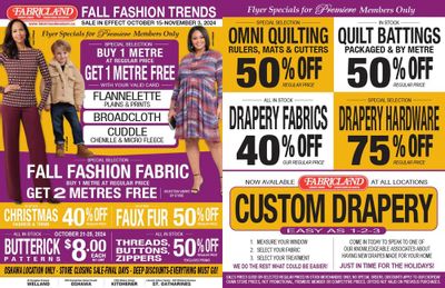 Fabricland (Oshawa, Whitby, Kitchener, St. Catharines, Welland) Flyer October 14 to November 3