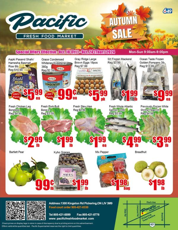 Pacific Fresh Food Market (Pickering) Flyer October 18 to 24