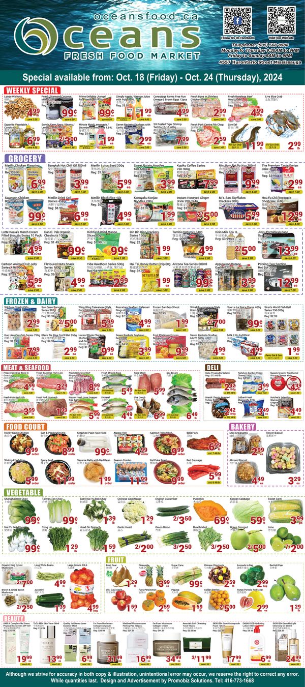 Oceans Fresh Food Market (Mississauga) Flyer October 18 to 24