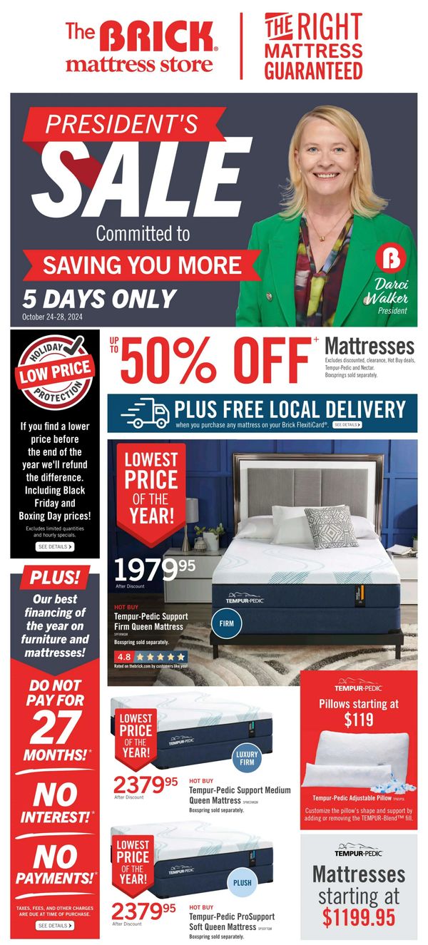 The Brick Mattress Store Flyer October 24 to 28