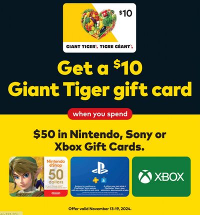 Giant Tiger Canada: Get a $10 Giant Tiger Gift Car When You Spend $50 on Nintendo, Sony, or Xbox Gift Cards