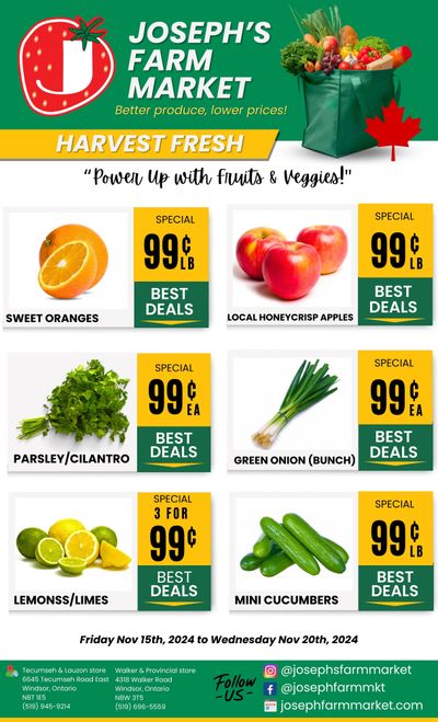 Joseph's Farm Market Flyer November 15 to 20