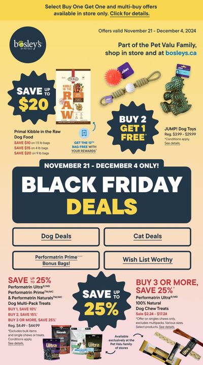 Bosley's by PetValu Flyer November 21 to December 4