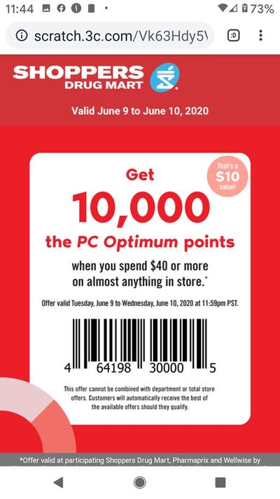 Shoppers Drug Mart Canada Tuesday Text Offer: Get 10,000 Points When You Spend $40