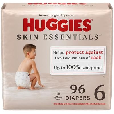 Huggies Size 6 Diapers, Skin Essentials Baby Diapers, Size 6 (35+ lbs), 96 Count (3 Packs of 32) $50.64 (Reg $69.99)