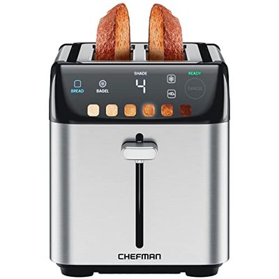 Chefman Smart Touch 2 Slice Digital Toaster, 6 Shade Settings, Stainless Steel Toaster 2 Slice with Extra-Wide Slots, Thick Bread Toaster and Bagel Toaster, +10, Defrost, Removable Crumb Tray $44.99 (Reg $48.99)
