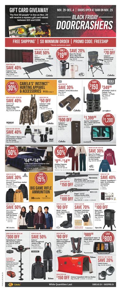 Bass Pro Shops Black Friday DoorCrashers Flyer November 29 to December 4