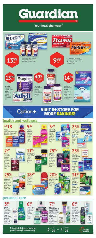 Guardian Pharmacy Monthly Flyer November 29 to December 26