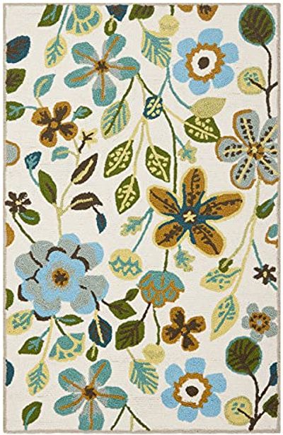 SAFAVIEH Four Seasons Collection Accent Rug - 2'6" x 4', Ivory & Multi, Hand-Hooked Floral, Non-Shedding & Easy Care, Ideal for High Traffic Areas in Entryway, Living Room, Bedroom (FRS429A) $54.6 (Reg $109.20)