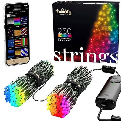 Twinkly Strings – App-Controlled LED Lights String with 250 RGB (16 Million Colors) LEDs. 65.6 feet. Green Wire. Indoor and Outdoor Smart Lighting Decoration $110 (Reg $121.41)