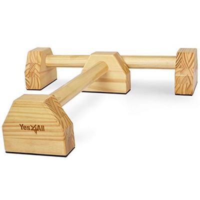Yes4All 12 inches Wooden Parallettes Bars Push Up Bars for Parallettes Calisthenics Exercises and Upper Body Strength Workout - Pair $31.36 (Reg $52.27)