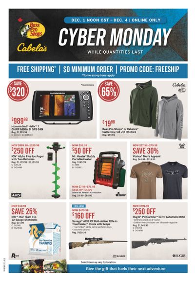 Bass Pro Shops Cyber Monday Flyer December 1 to 4
