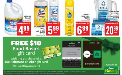 Food Basics Ontario: Free $10 Gift Card When You Purchase a $50 Uber Eats or Reitmans Gift Card + Flyer Deals