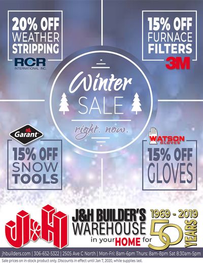 J&H Builder's Warehouse Flyer November 6 to December 19