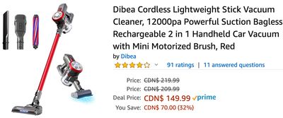 Amazon Canada Deals: Save 32% on Dibea Cordless Stick Vacuum Cleaner + 22% on Barbie Vehicle + 36% on Vivitar Backpack + More Offers