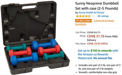 Amazon Canada Deals: Save 40% on Sunny Neoprene Dumbbell Set + 32% on Philips Wet & Dry Cordless Electric Shaver + 32% on Dragamonz 6 Dragons-in-Egg + More Offers